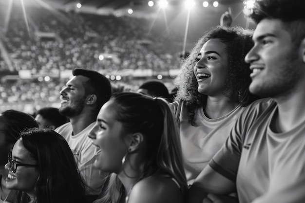 Free Photo monochrome soccer fans cheering