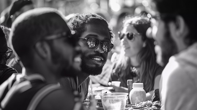 Free photo monochrome street food entertainment