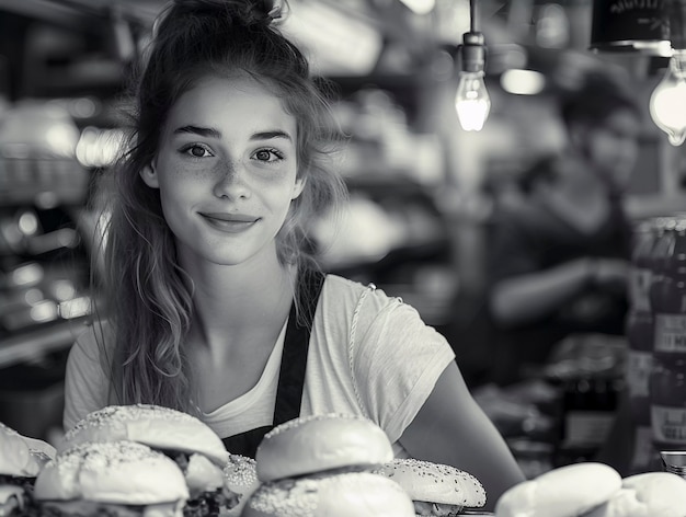 Free photo monochrome street food entertainment