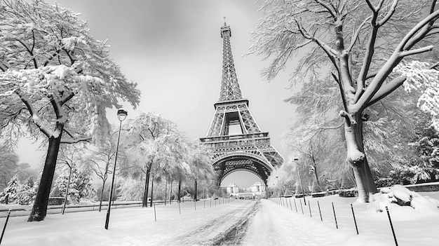 Free photo monochrome view of eiffel tower for world heritage day