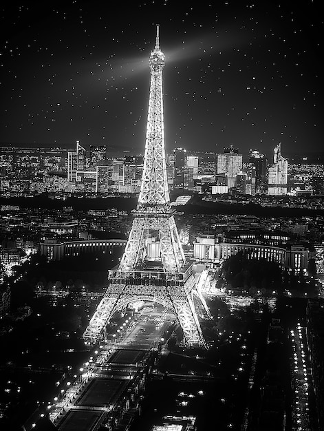 Free Photo monochrome view of eiffel tower for world heritage day