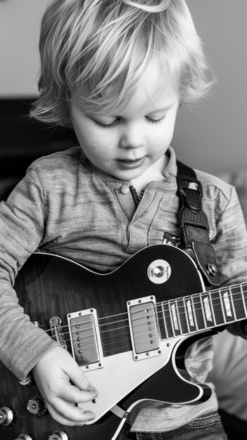 Monochrome view of person playing electric guitar