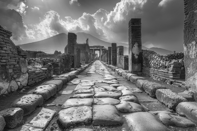 Free Photo monochrome view of pompeii for world heritage day