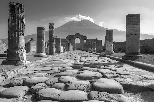 Free Photo monochrome view of pompeii for world heritage day