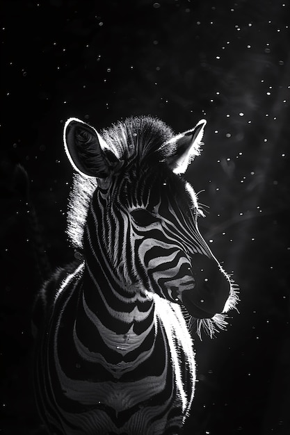 Free Photo monochrome view of wild zebra with striped coat