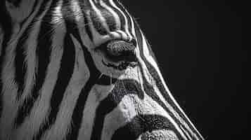 Free photo monochrome view of wild zebra with striped coat