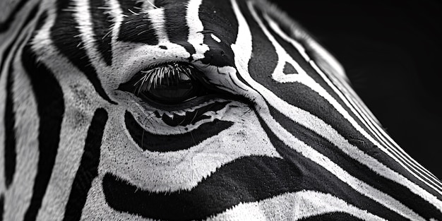 Free Photo monochrome view of wild zebra with striped coat