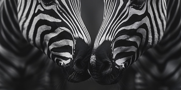 Free photo monochrome view of wild zebra with striped coat