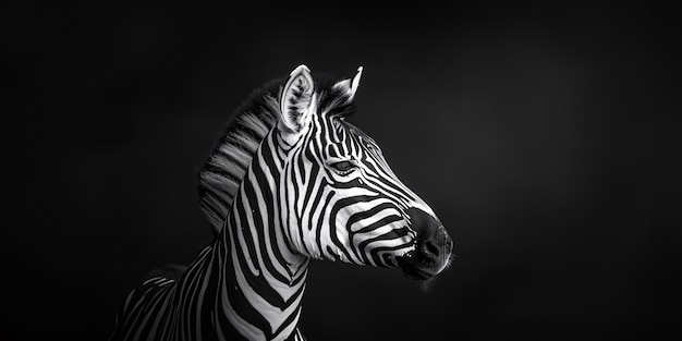 Free Photo monochrome view of wild zebra with striped coat