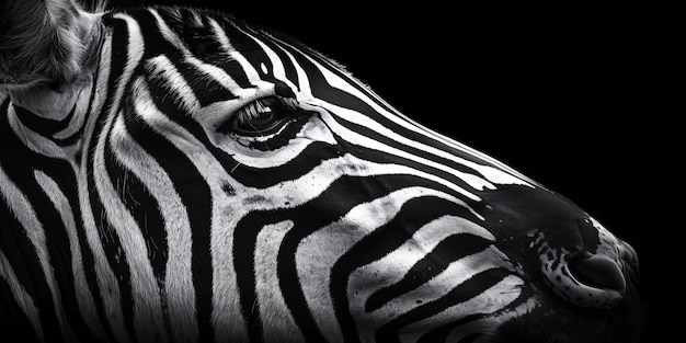 Free Photo monochrome view of wild zebra with striped coat