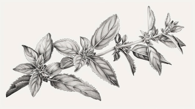 Free Photo monochrome vintage leaf in line art style