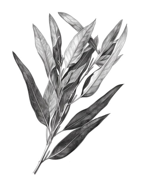 Monochrome vintage leaf in line art style