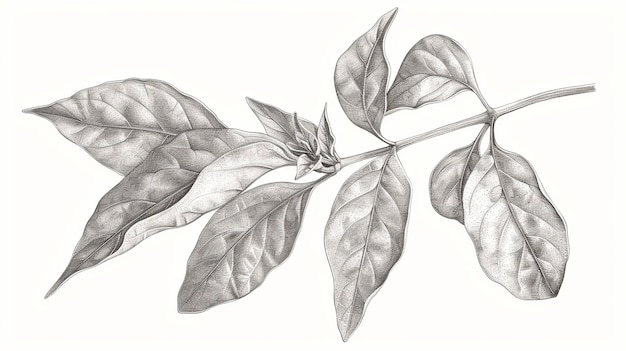 Free Photo monochrome vintage leaf in line art style