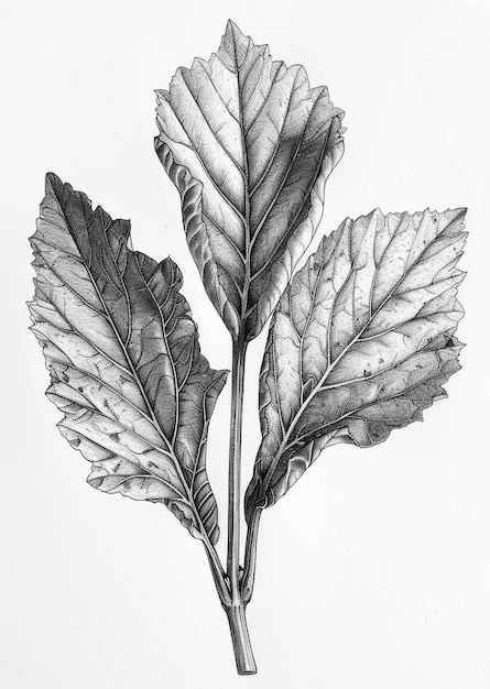 Monochrome vintage leaf in line art style