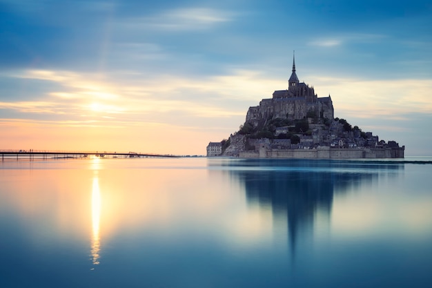 Free photo mont-saint-michel at sunset, france, europe.