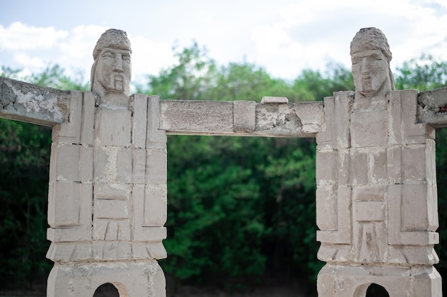 Free Photo monument of men holding hands making a circle sculpture in moldova