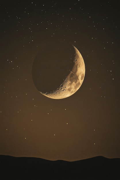 Free photo the moon seen during a phase with sepia style effect