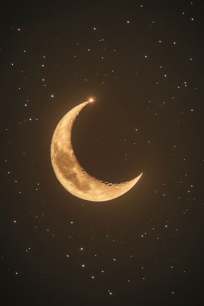 Free photo the moon seen during a phase with sepia style effect