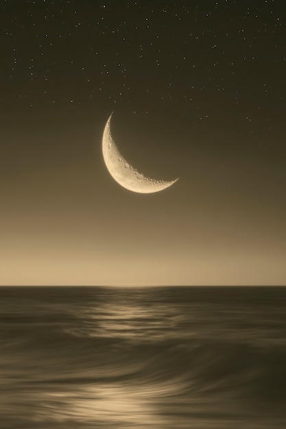 Free Photo the moon seen during a phase with sepia style effect