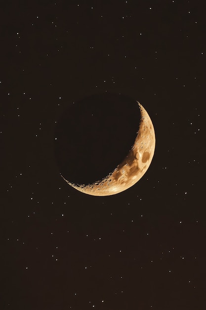 The moon seen during a phase with sepia style effect