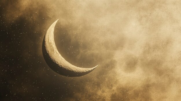 The moon seen during a phase with sepia style effect