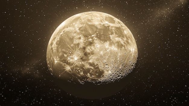 The moon seen during a phase with sepia style effect