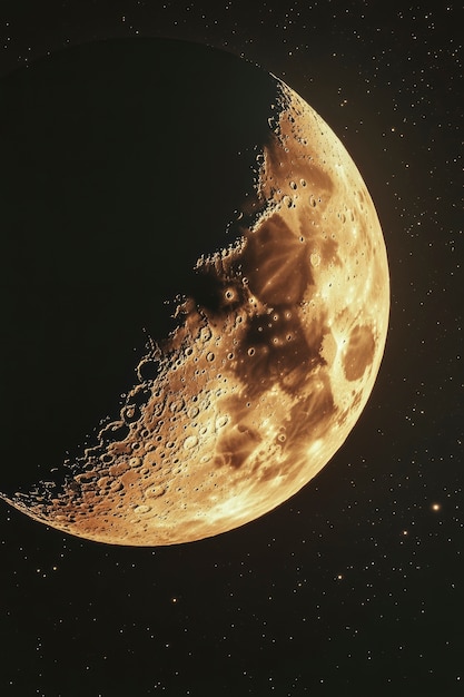 The moon seen during a phase with sepia style effect