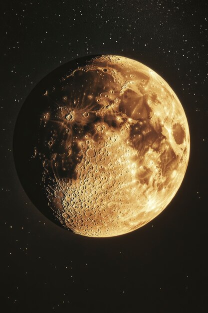 The moon seen during a phase with sepia style effect