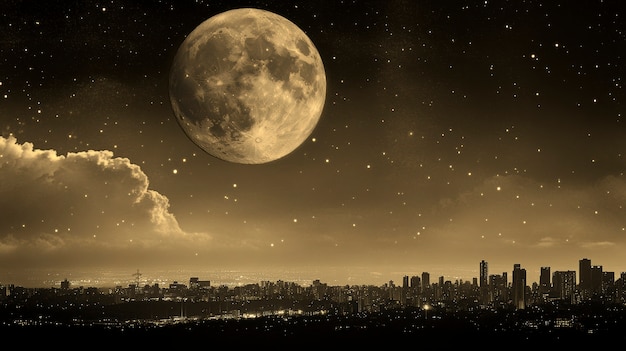 Free Photo the moon seen during a phase with sepia style effect