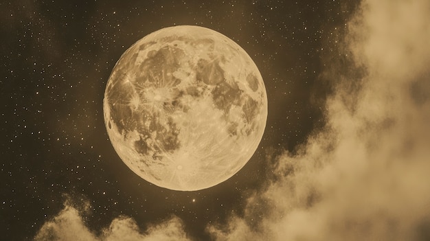 Free Photo the moon seen during a phase with sepia style effect