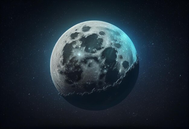 Moon in sky at night background asset game 2D futuristic generative ai