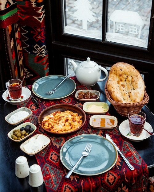 Morning breakfast set by the window