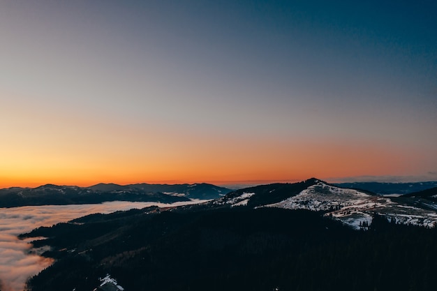 Free photo morning in the mountains. carpathian ukraine, aerial view.