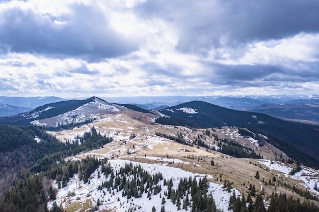 Free photo morning in the mountains. carpathian ukraine, aerial view.