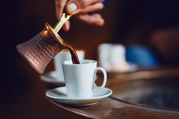 Free Photo morning with turkish coffee brewing