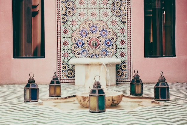 Free Photo moroccan africa interior ornate pool