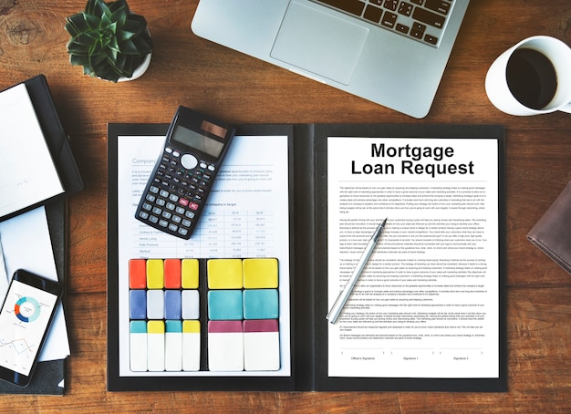 Free photo mortgage loan request modification document concept