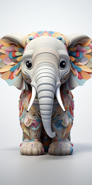 Free photo mosaic design elephant in studio