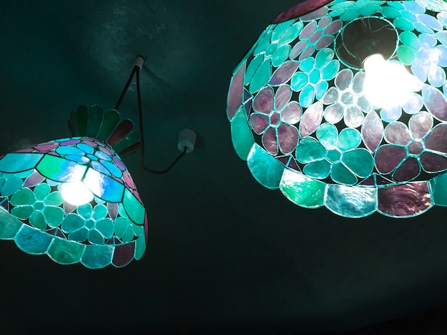 Free Photo mosaic glass ceiling lights