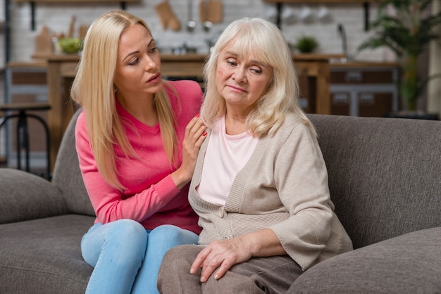 Mother being upset and daughter worried