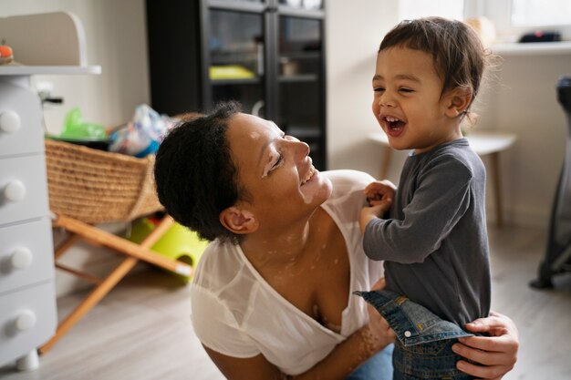 Mother and child having fun