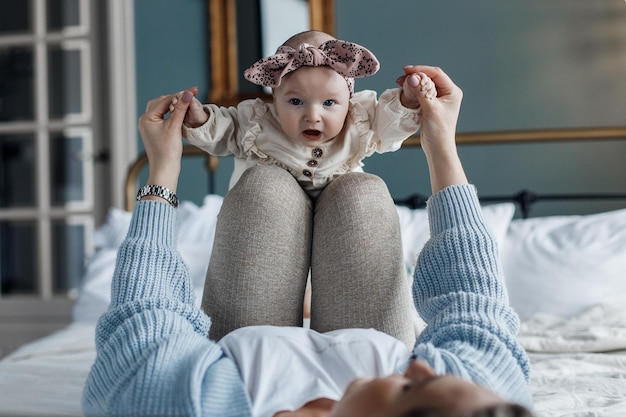 Free Photo mother and cute baby indoor