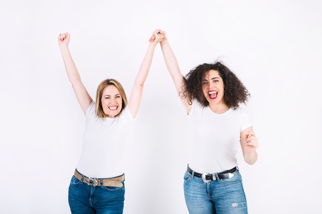 Free Photo mother and daughter celebrating success