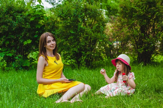 Mother and daughter enjoying a summer day