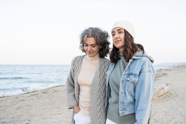 Mother and daughter having a beautiful time together on the beach