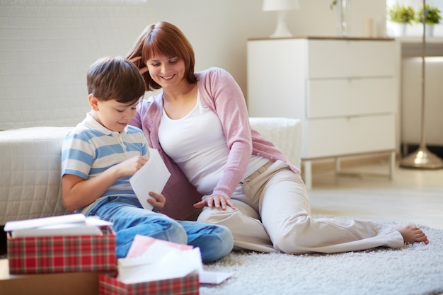 Mother having fun with her son