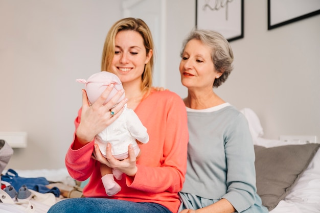 Mother holding baby on mothers day