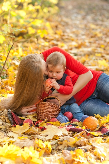 Mother holding cute little baby