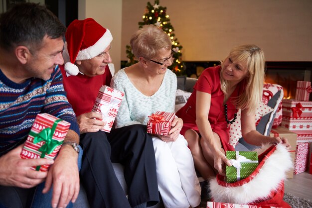 Mother in the role of Santa Claus