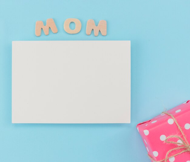 Mother`s day blank paper with gift box